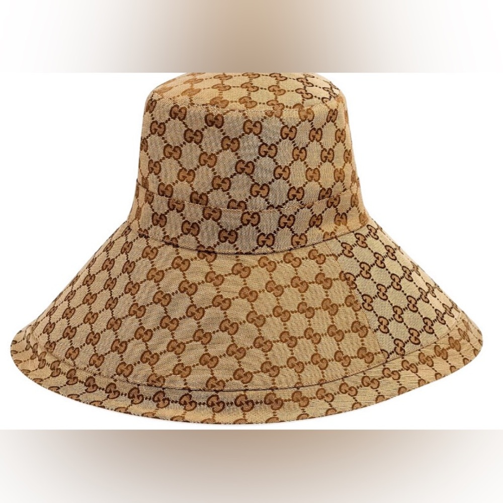 Wide Large Brim Jacquard Monogram Bucket Hat
Beige Canvas Sun Coverage Design - Picture 6 of 16